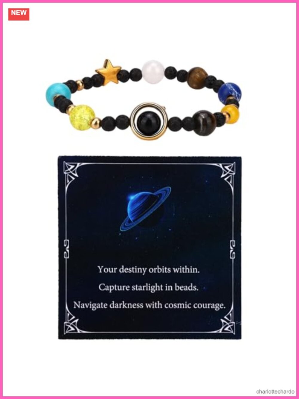 Solar System Bracelet Natural Stone Beads Charm Bangle Astronomy Gift